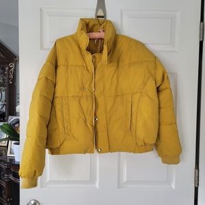 Free People Mustard Puffer Jacket